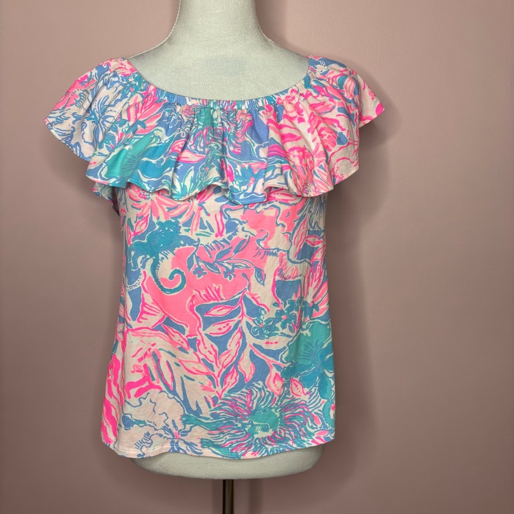 Lilly Pulitzer sleeveless ruffle top size small